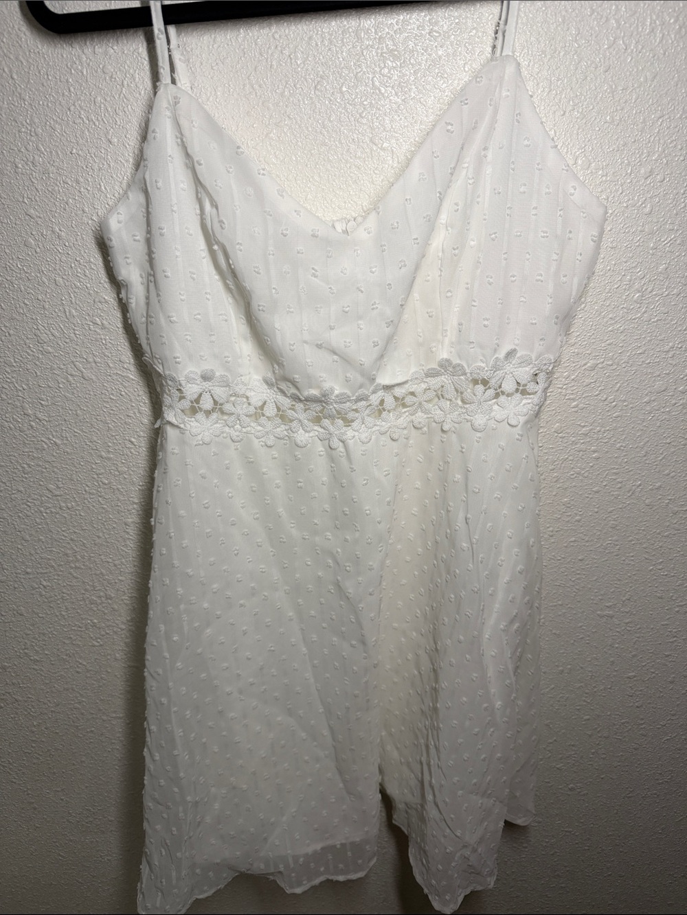 SHEIN White Floral-Trim Mini Slip Dress